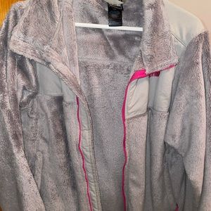 Gray fuzzy breast cancer north face